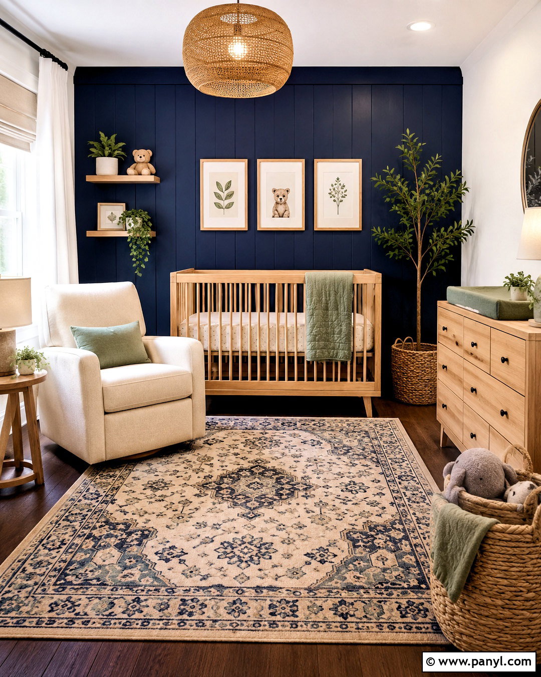 Navy Blue Nursery With Natural Wood - 20 navy blue interior ideas