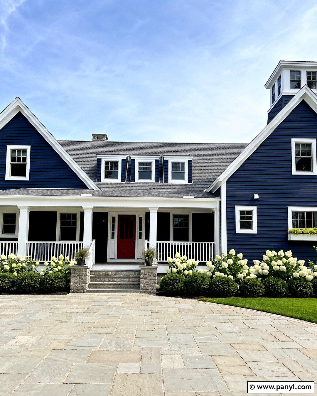 Navy Blue Outside Wall With White Trim - 20 outside wall painting ideas