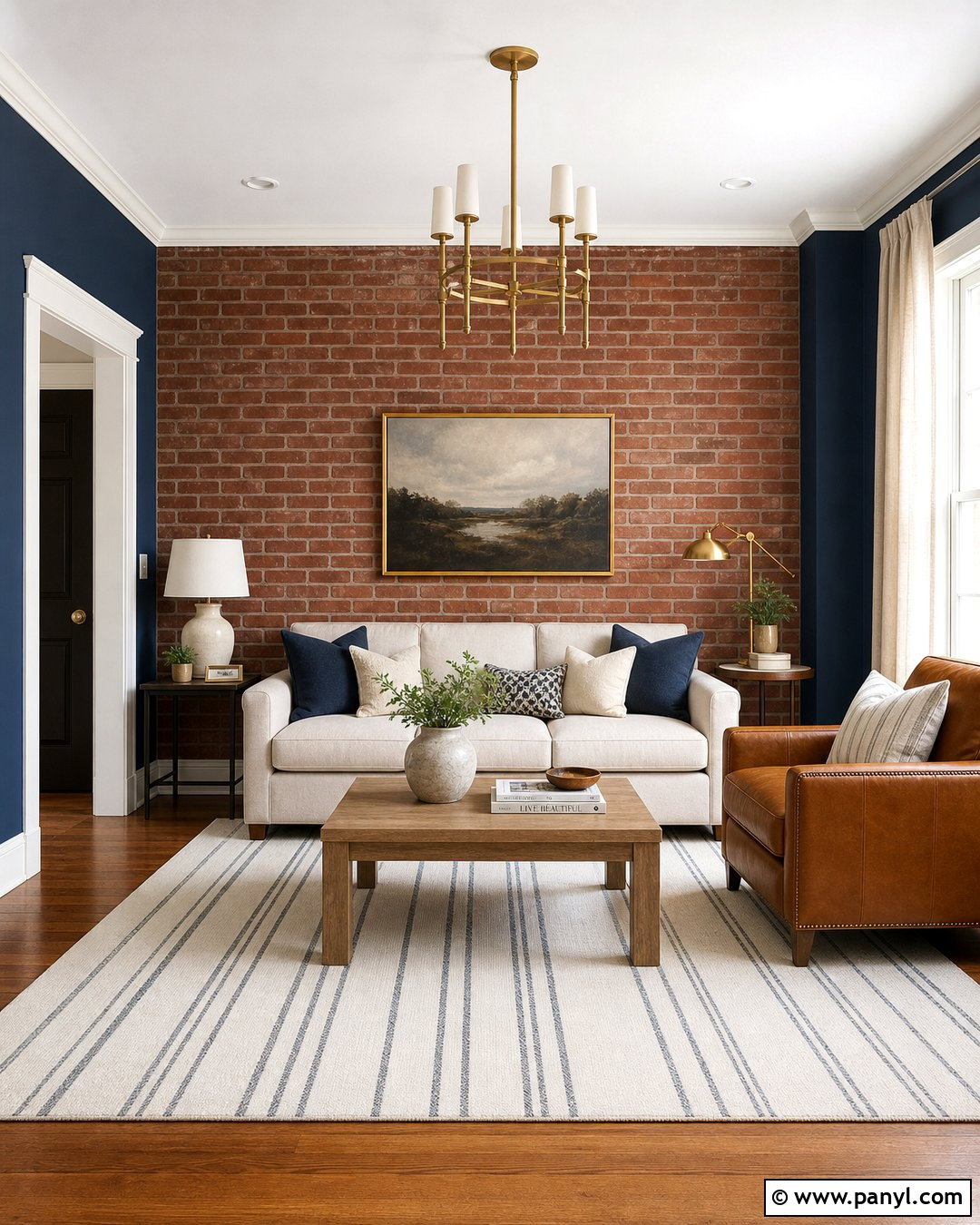Navy Blue Paint With Red Brick Wall - 20 Brick Wall Paint Matching Ideas
