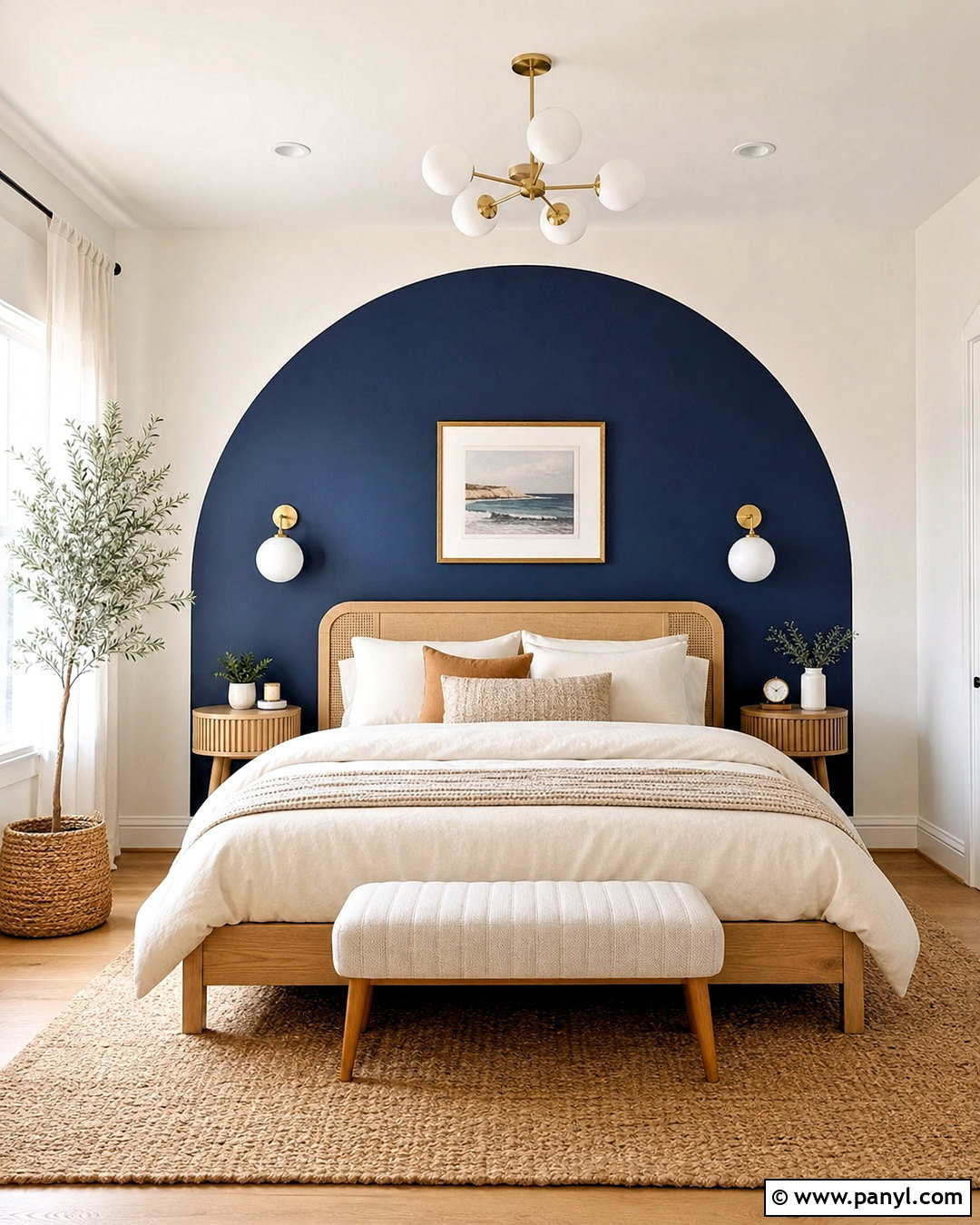 Navy Blue Painted Arch Feature Wall - 20 navy blue feature wall bedroom ideas