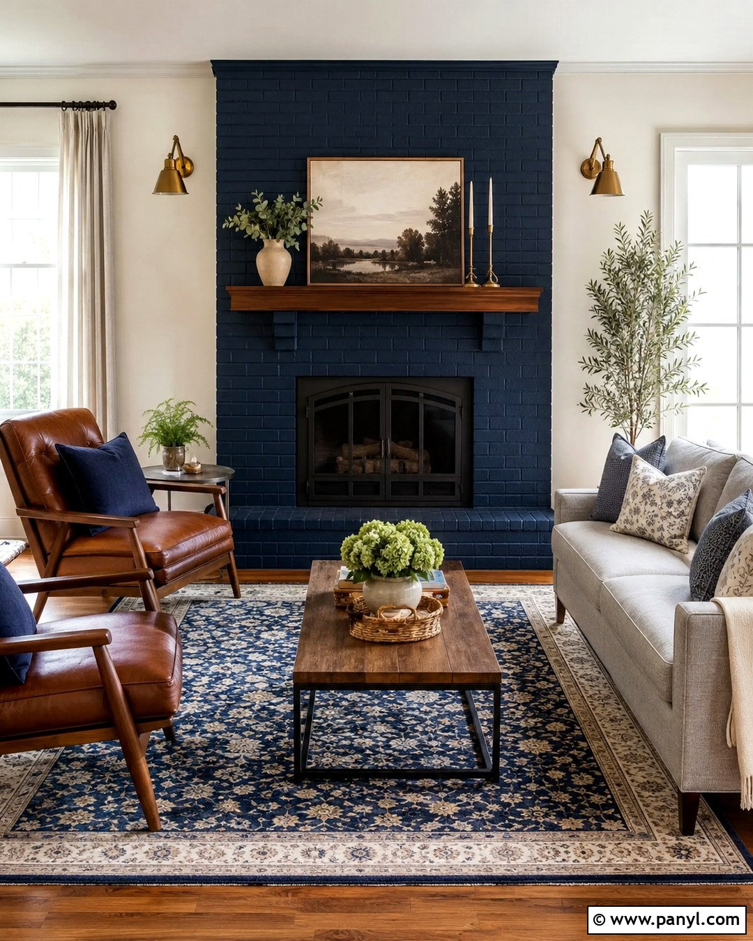 Navy Blue Painted Brick Fireplace - 20 Fireplace Colors Painted Brick Ideas
