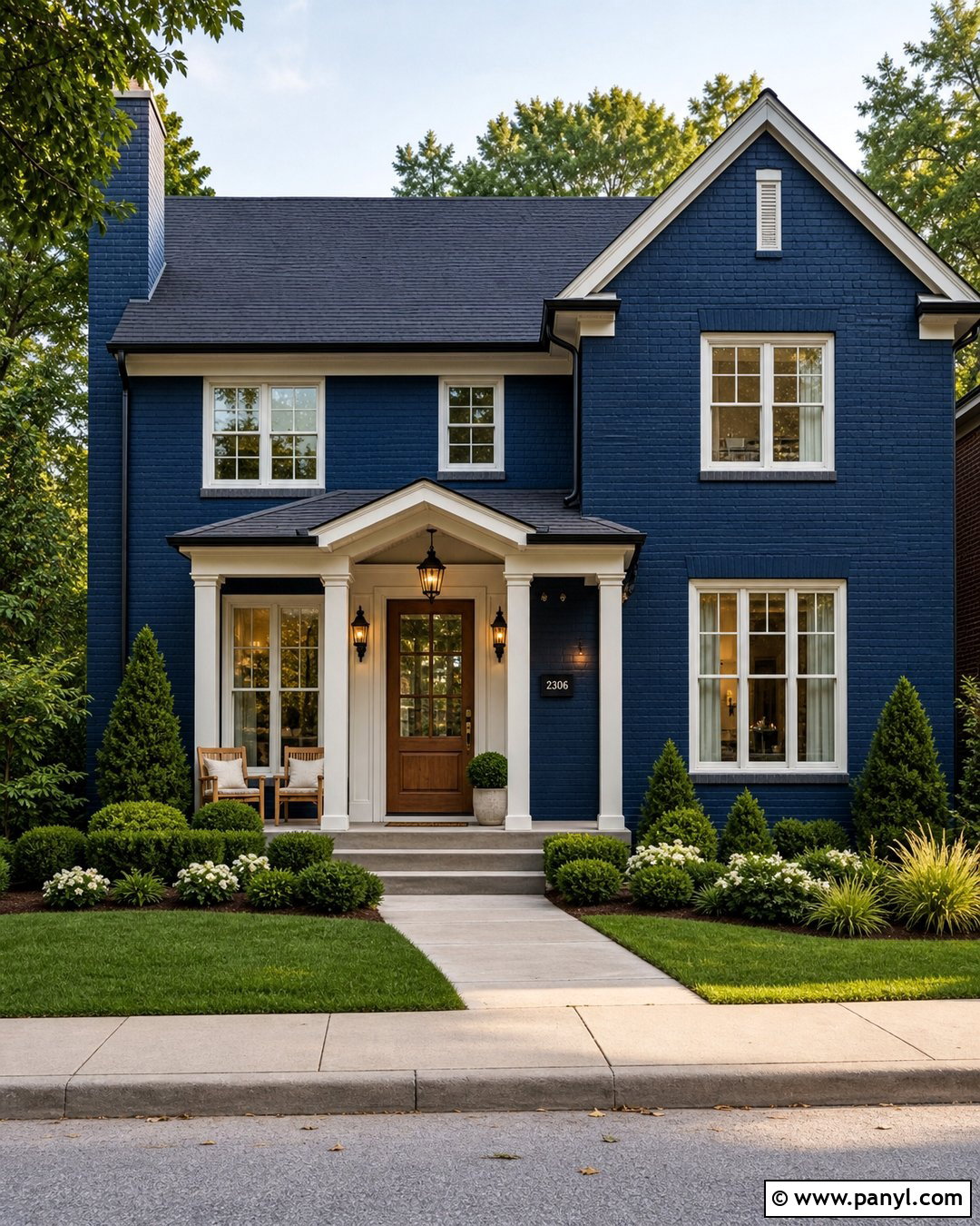 Navy Blue Painted Brick House Exterior - 20 Blue Painted Brick Wall Ideas