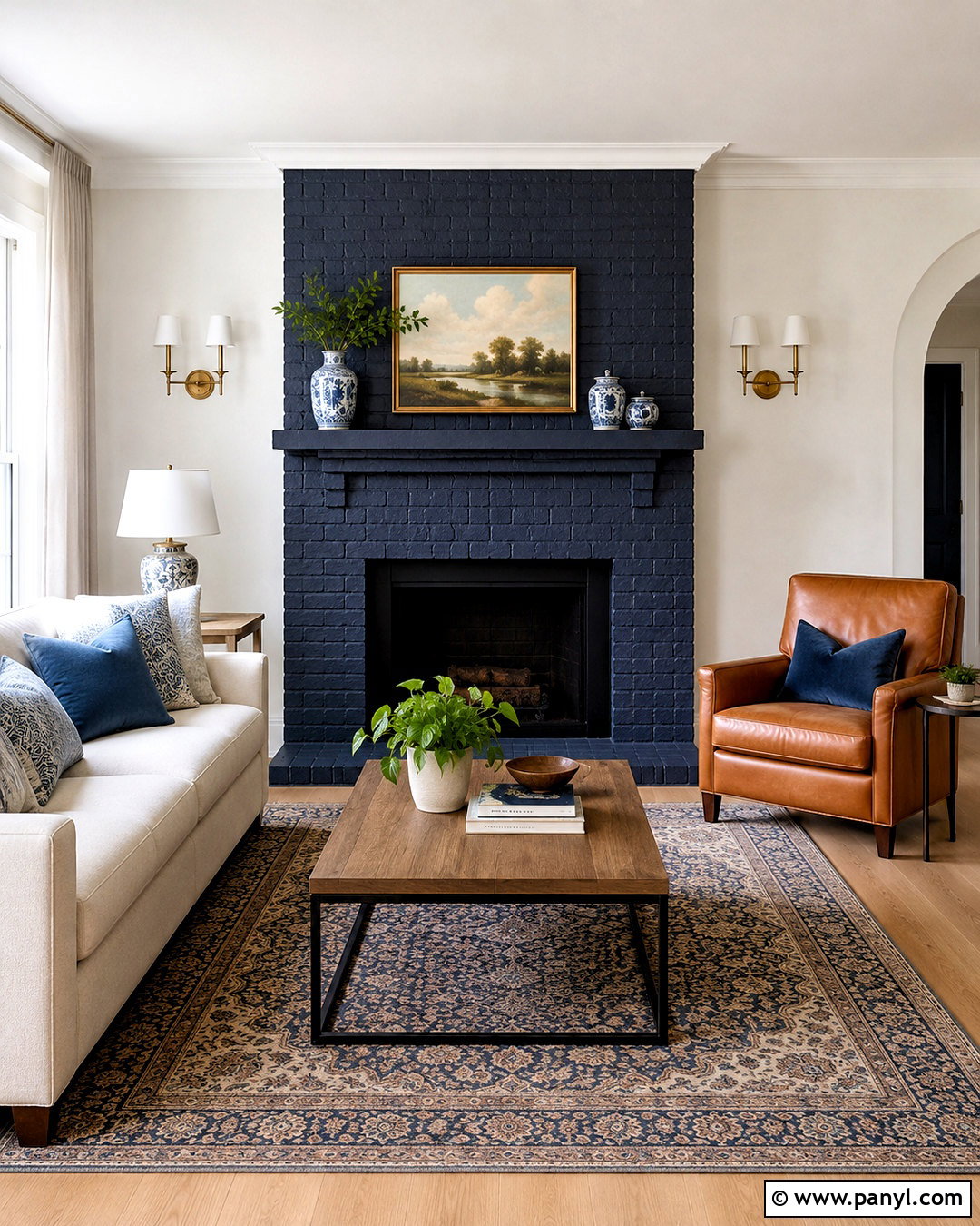 Navy Blue Painted Fireplace - 20 colored fireplace painted ideas
