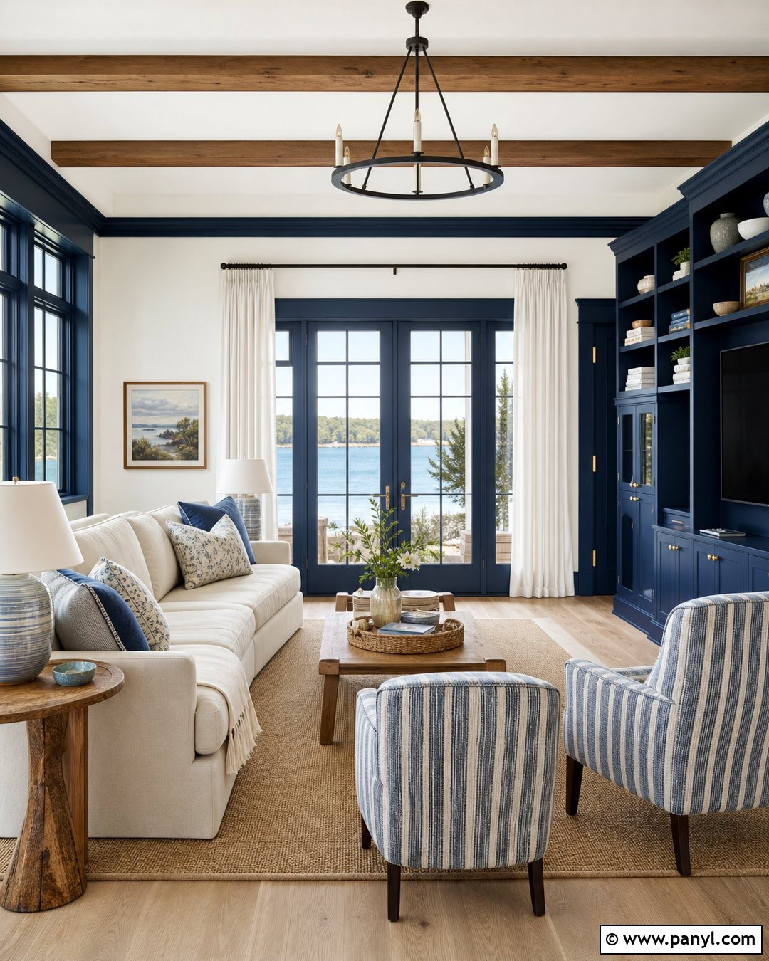 Navy Blue Painted Trim With White Walls - 30 painted trim white walls