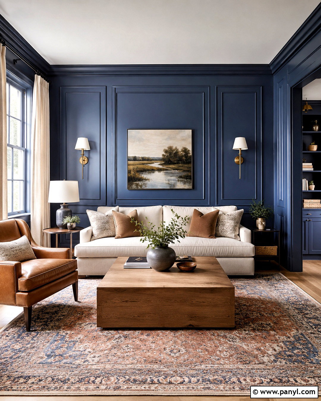 Navy Blue Panelling Living Room - 20 blue panelling ideas