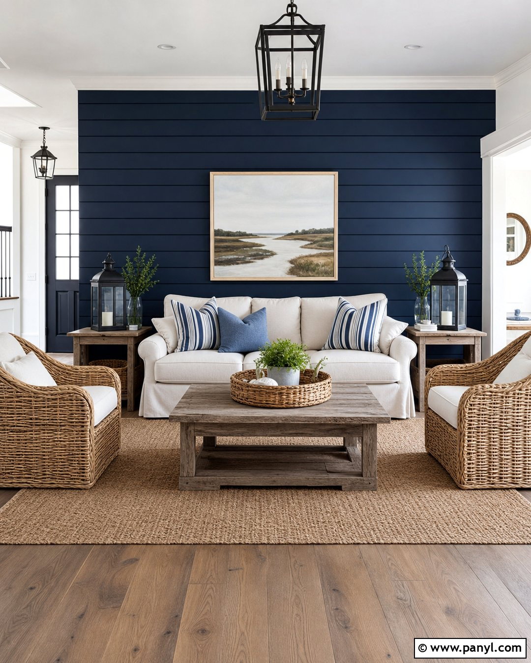 Navy Blue Shiplap Accent Wall - 35 navy blue accent wall living room ideas