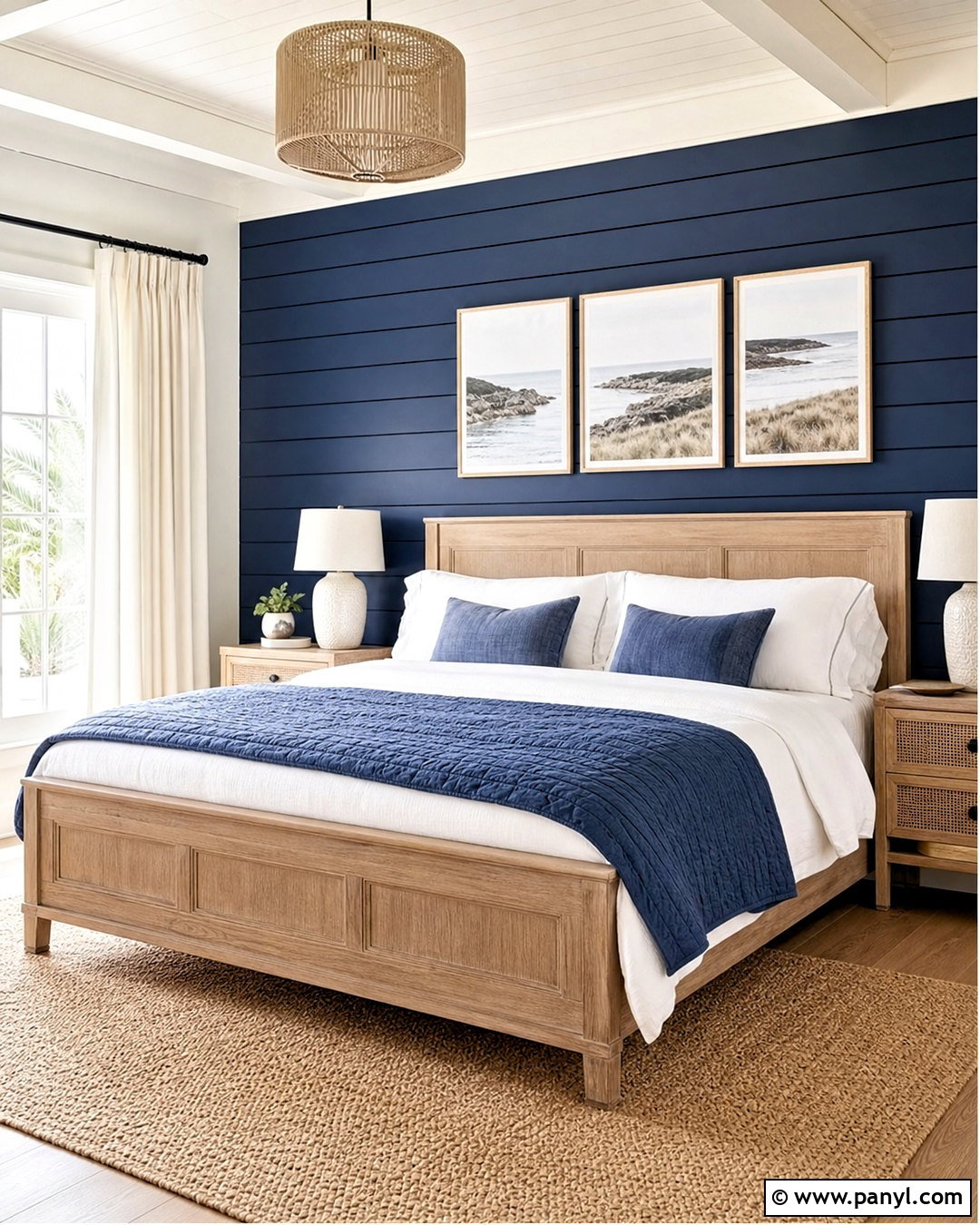 Navy Blue Shiplap Accent Wall - 20 navy blue accent wall bedroom ideas