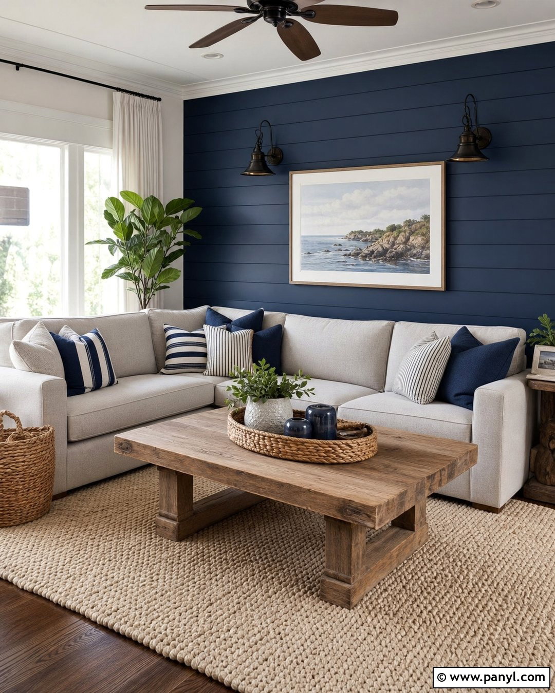 Navy Blue Shiplap Accent Wall - 35 Navy Blue Accent Wall Ideas