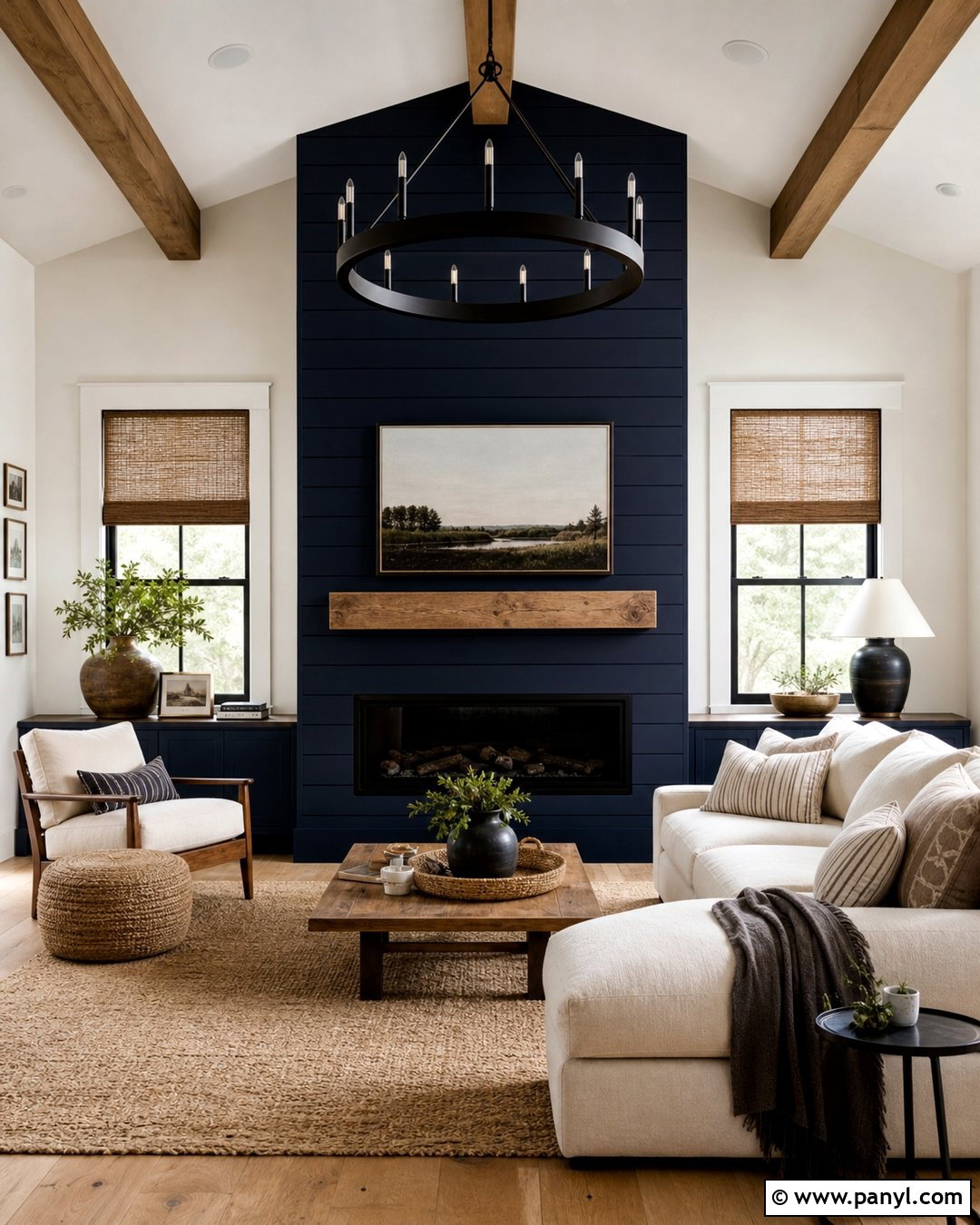 Navy Blue Shiplap Fireplace Wall - 25 Navy Blue Fireplace Wall Ideas