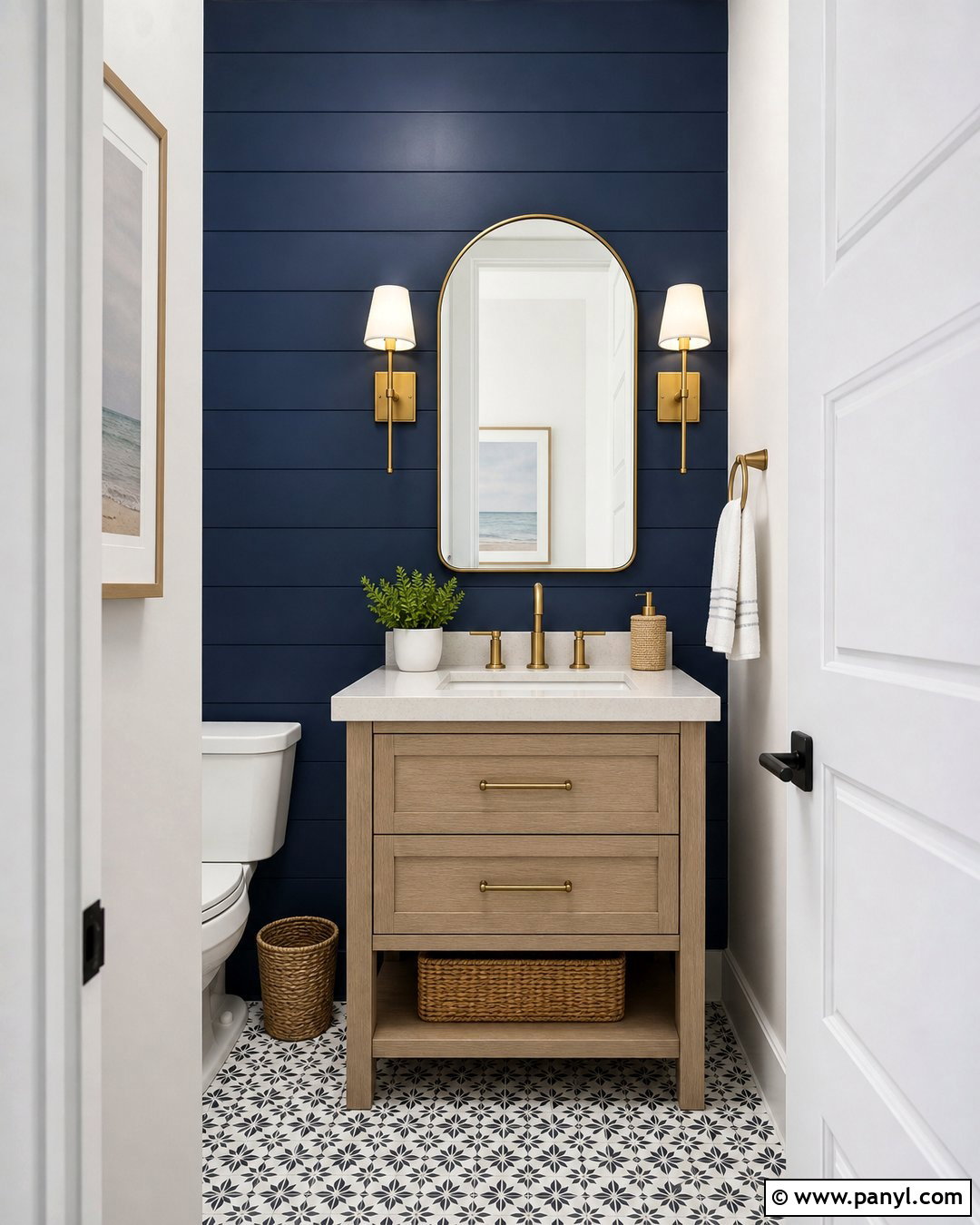 Navy Blue Shiplap Powder Room Wall - 25 Accent Wall Navy Blue Ideas