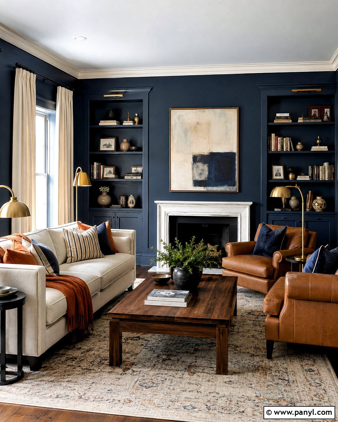 Navy Blue Sitting Room - 35 Sitting Room Paint Color Ideas