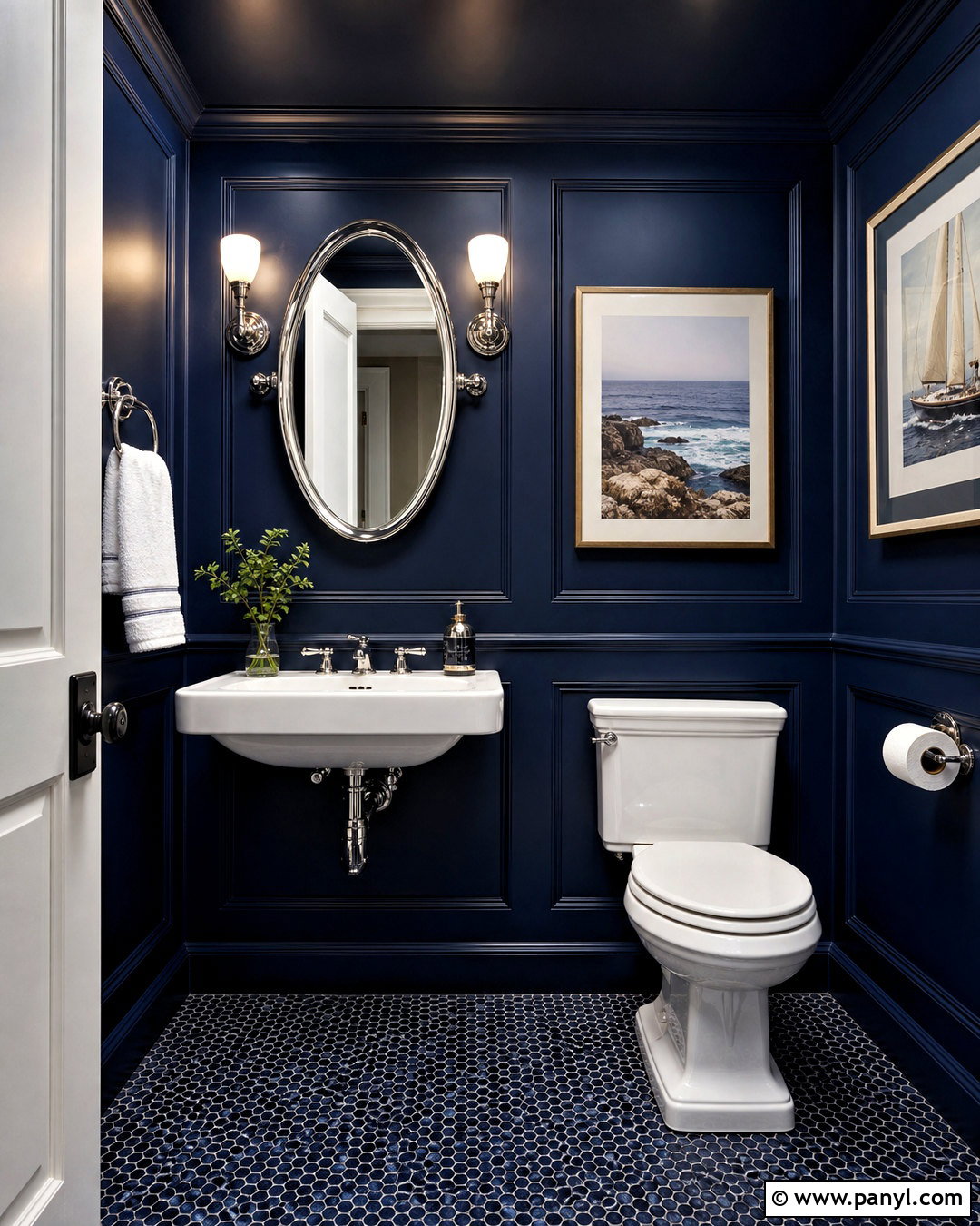 Navy Blue Small Bathroom - 20 small moody bathroom ideas
