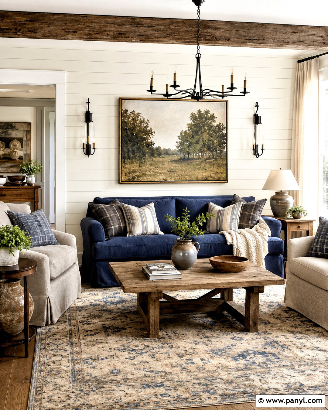Navy Blue Sofa Farmhouse Living Room - 20 navy blue sofa living room ideas