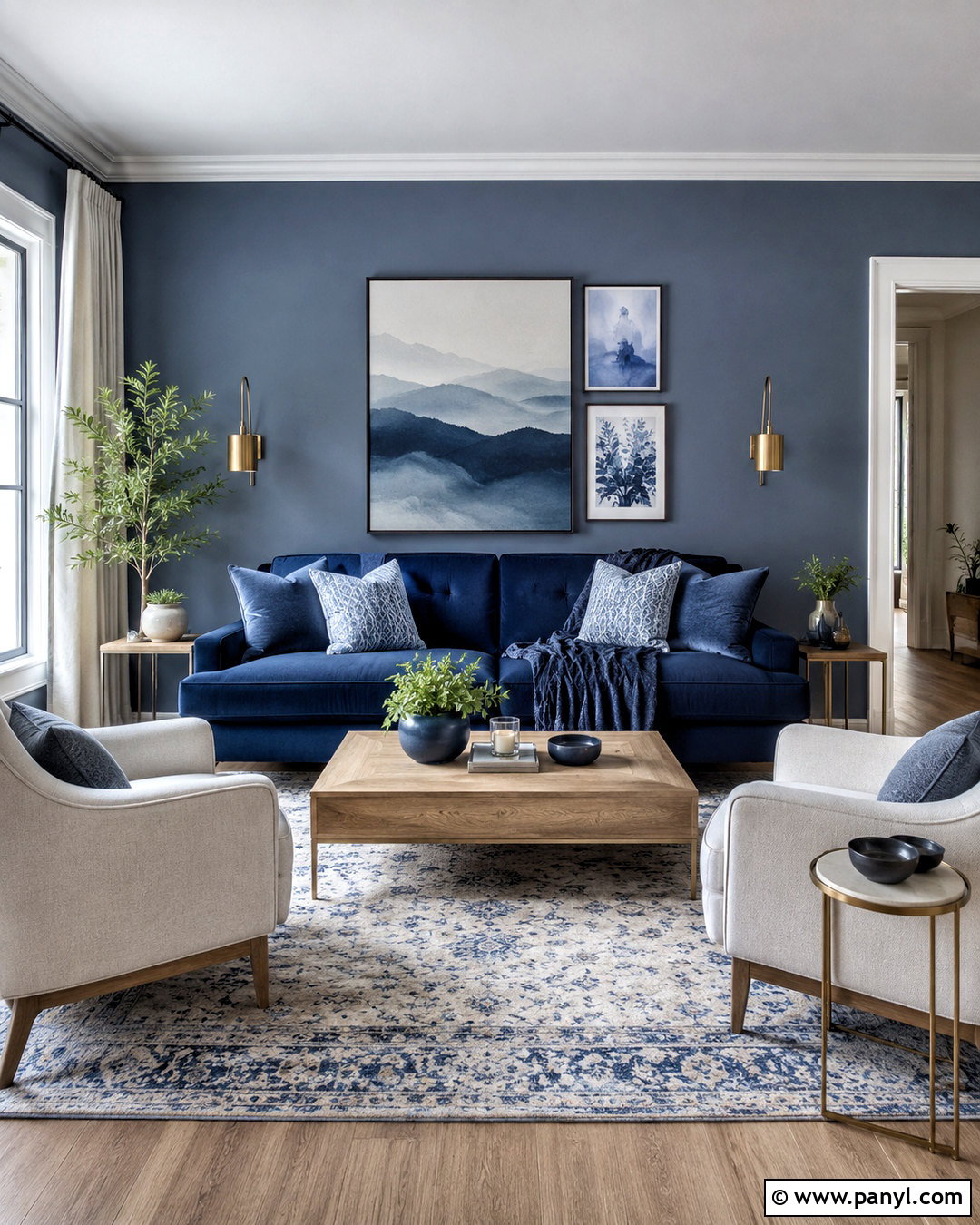 Navy Blue Sofa Monochromatic Living Room - 20 navy blue sofa living room ideas