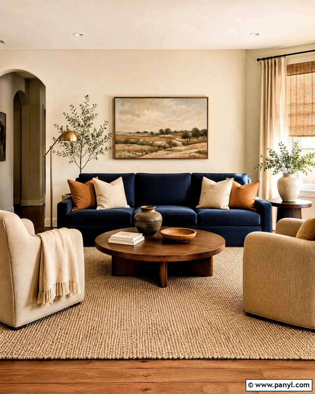 Navy Blue Sofa With Beige Decor - 20 navy blue sofa living room ideas