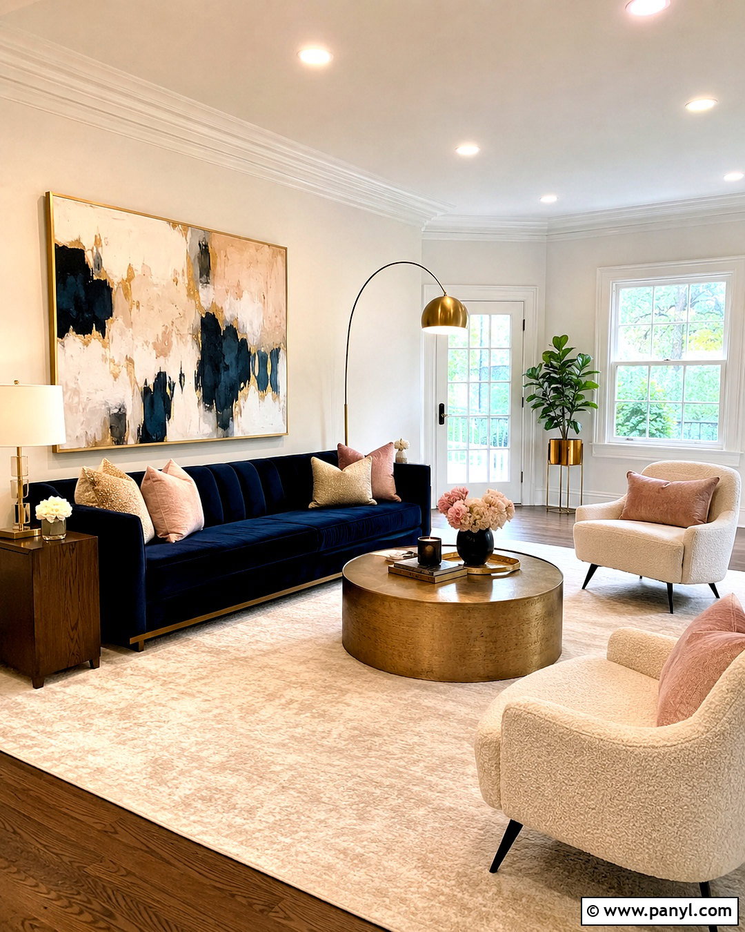 Navy Blue Sofa With Gold Accents - 20 navy blue sofa living room ideas