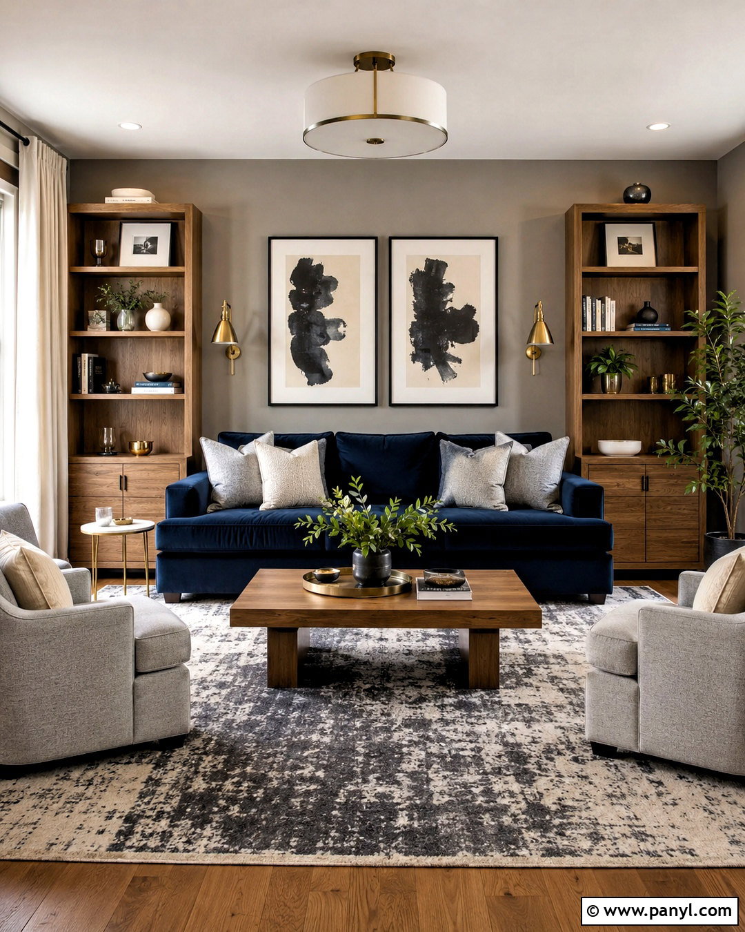 Navy Blue Sofa With Gray Walls - 20 navy blue sofa living room ideas