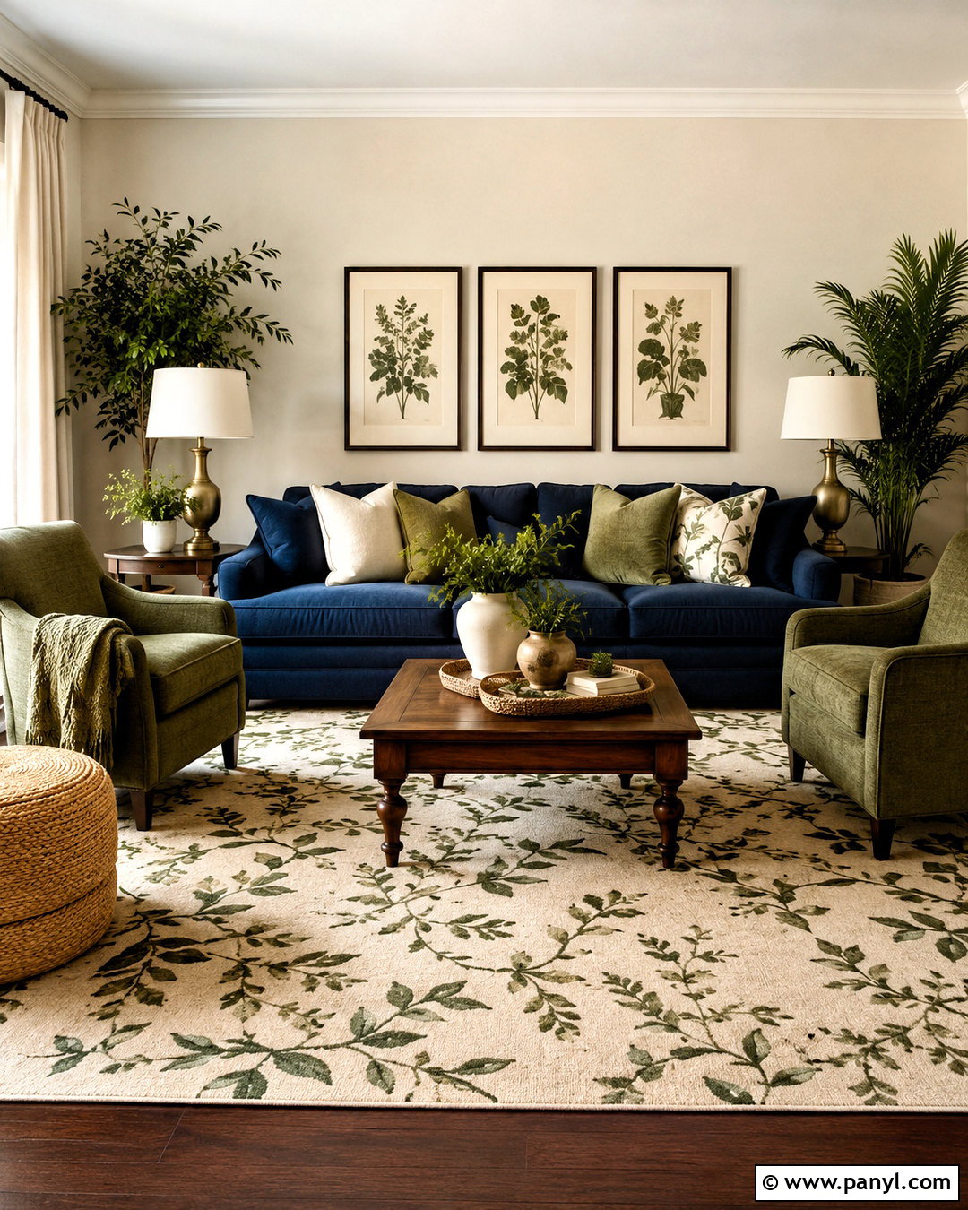 Navy Blue Sofa With Green Accents - 20 navy blue sofa living room ideas
