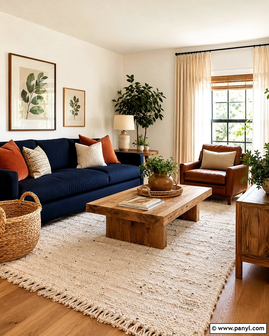 Navy Blue Sofa With Natural Wood - 20 navy blue sofa living room ideas