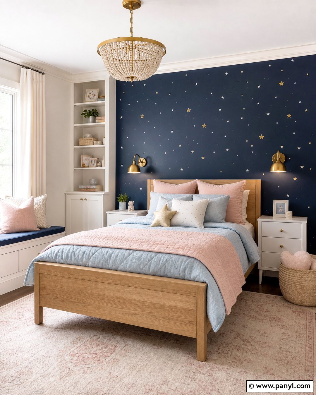 Navy Blue Star Accent Wall - 25 Girls Room Paint Ideas Accent Walls