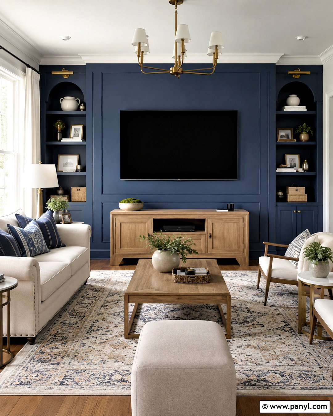 Navy Blue TV Wall - 35 tv wall color ideas