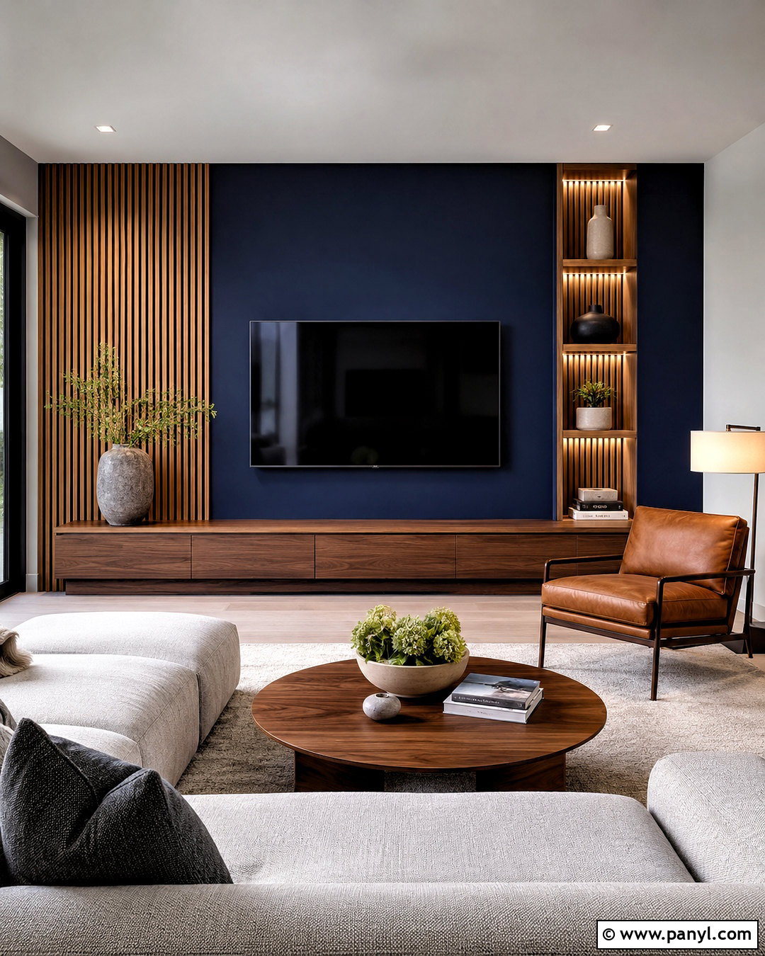 Navy Blue TV Wall - 20 navy blue wall decor ideas