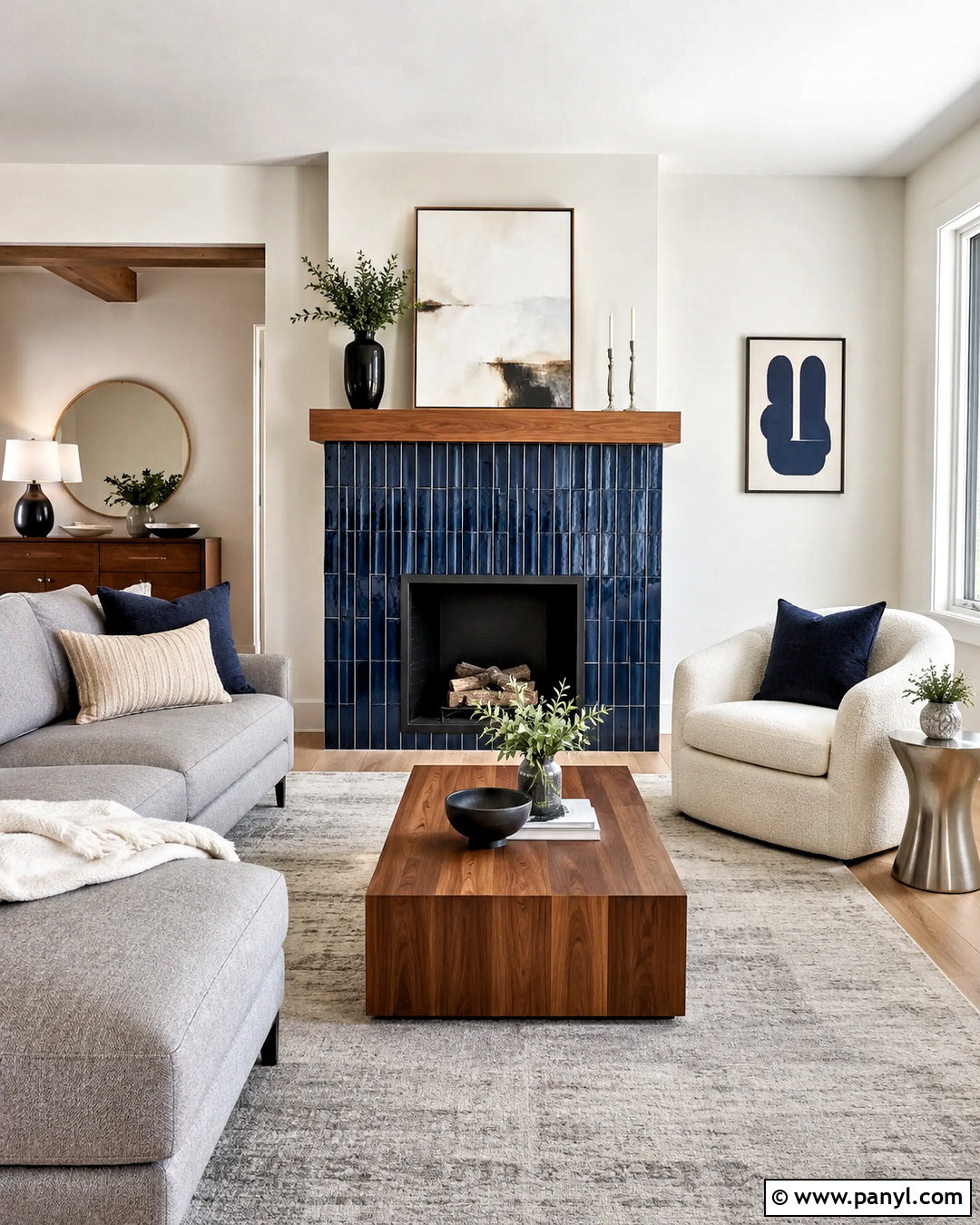 Navy Blue Tile Fireplace - 20 navy blue fireplace ideas