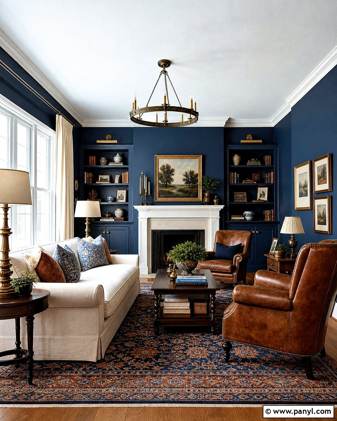 Navy Blue Traditional Living Room - 20 blue room design ideas
