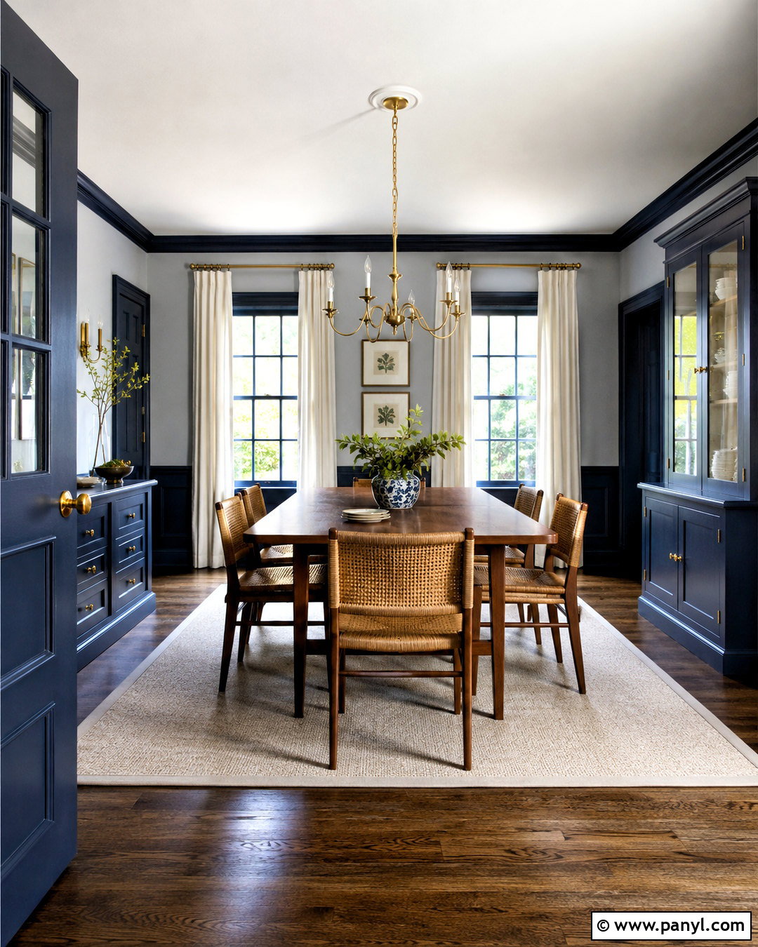 Navy Blue Trim Dining Room - 20 non white trim interior ideas