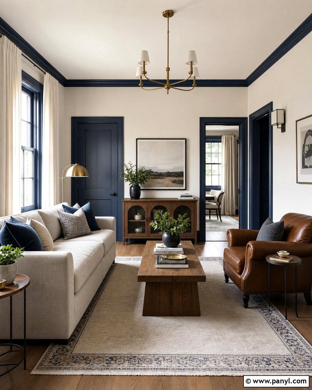 Navy Blue Trim Living Room - 35 Blue Trim White Walls