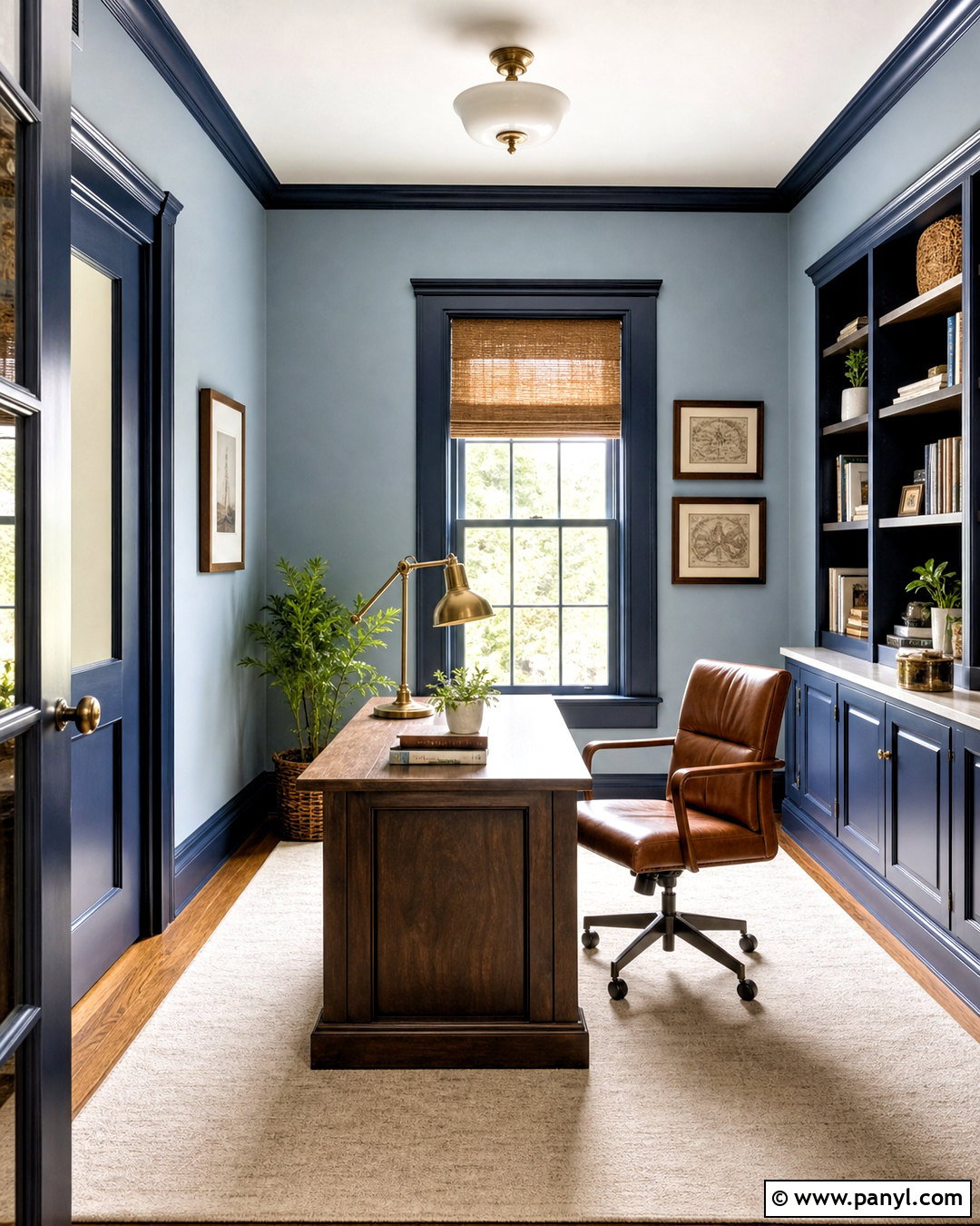 Navy Blue Trim With Pale Blue Walls - 20 painted baseboards and trim ideas