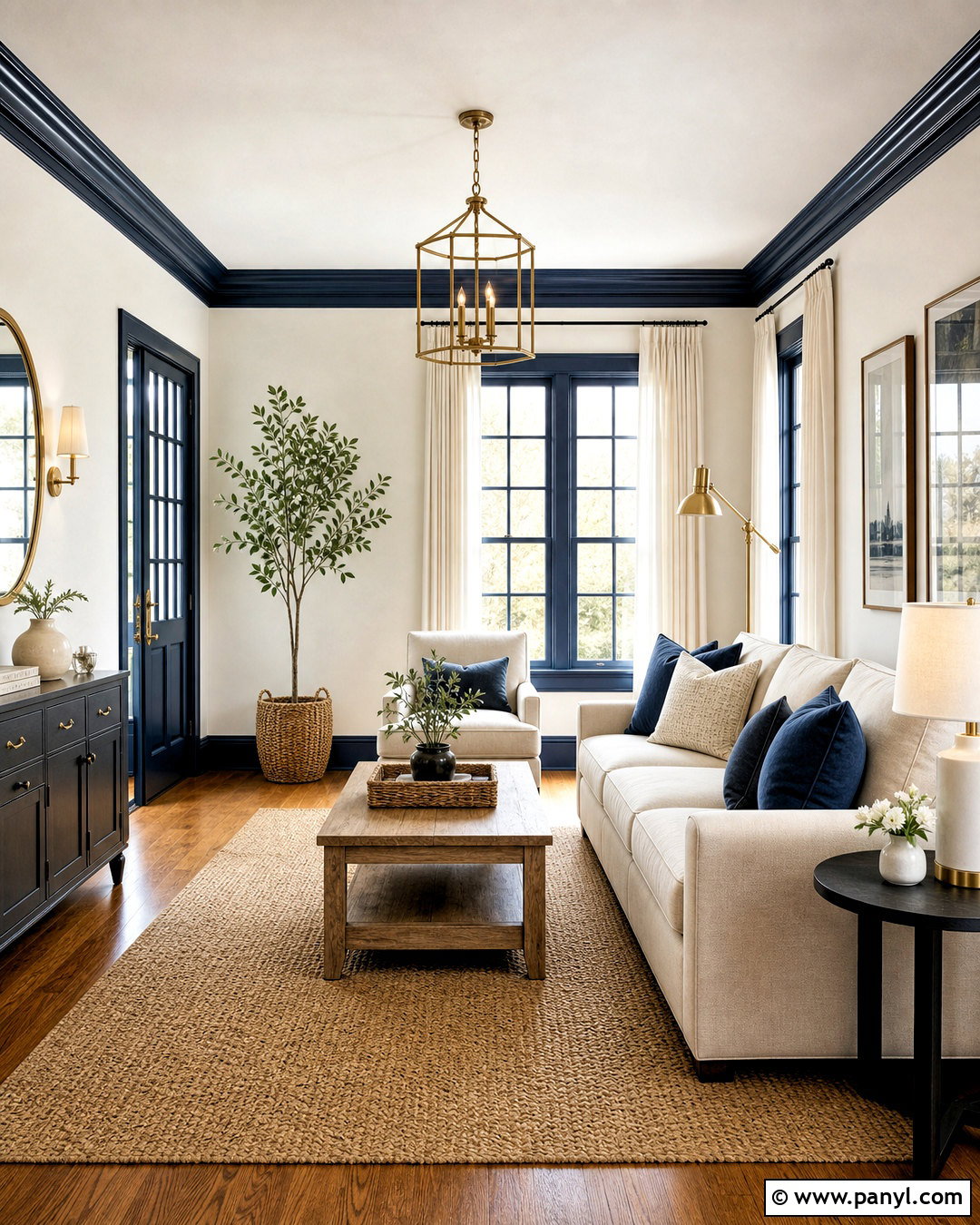 Navy Blue Trim With White Walls - 20 blue trim interior ideas