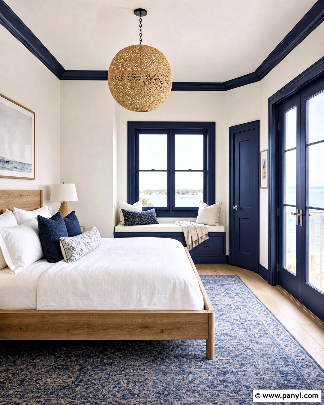Navy Blue Trim With White Walls - 20 trim paint color ideas
