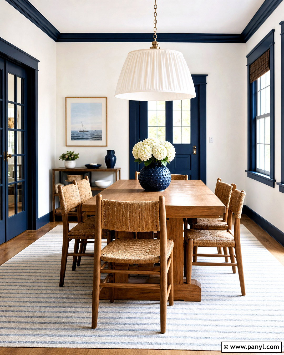 Navy Blue Trim With White Walls - 20 white walls with different color trim ideas