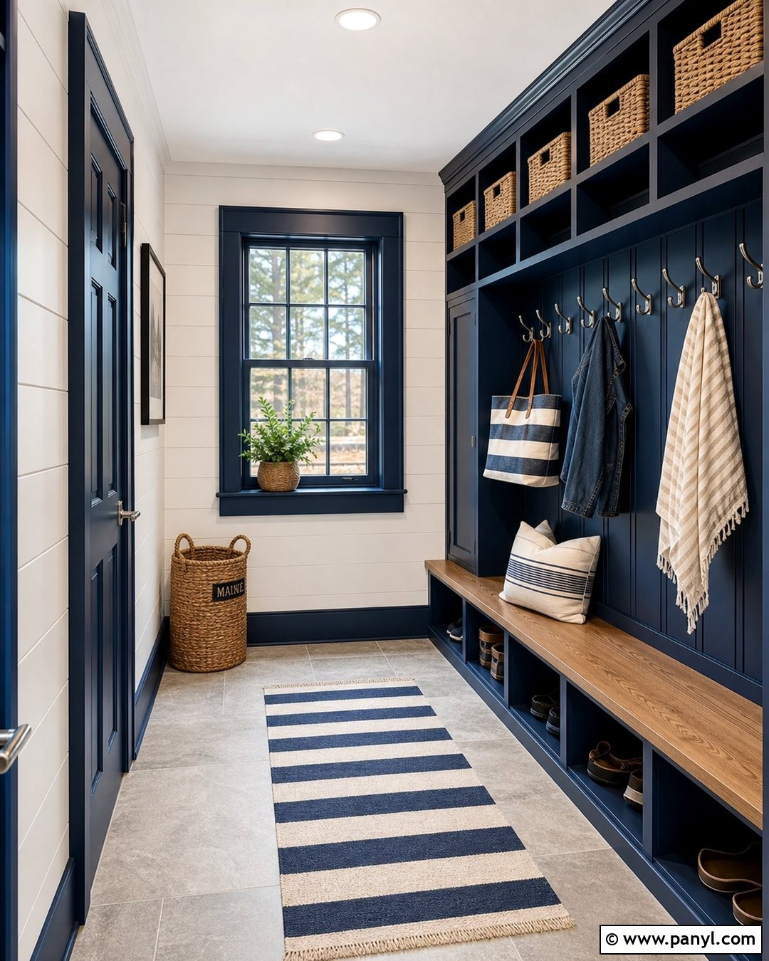 Navy Blue Trim With White Walls - 25 White Wall Colored Trim Ideas
