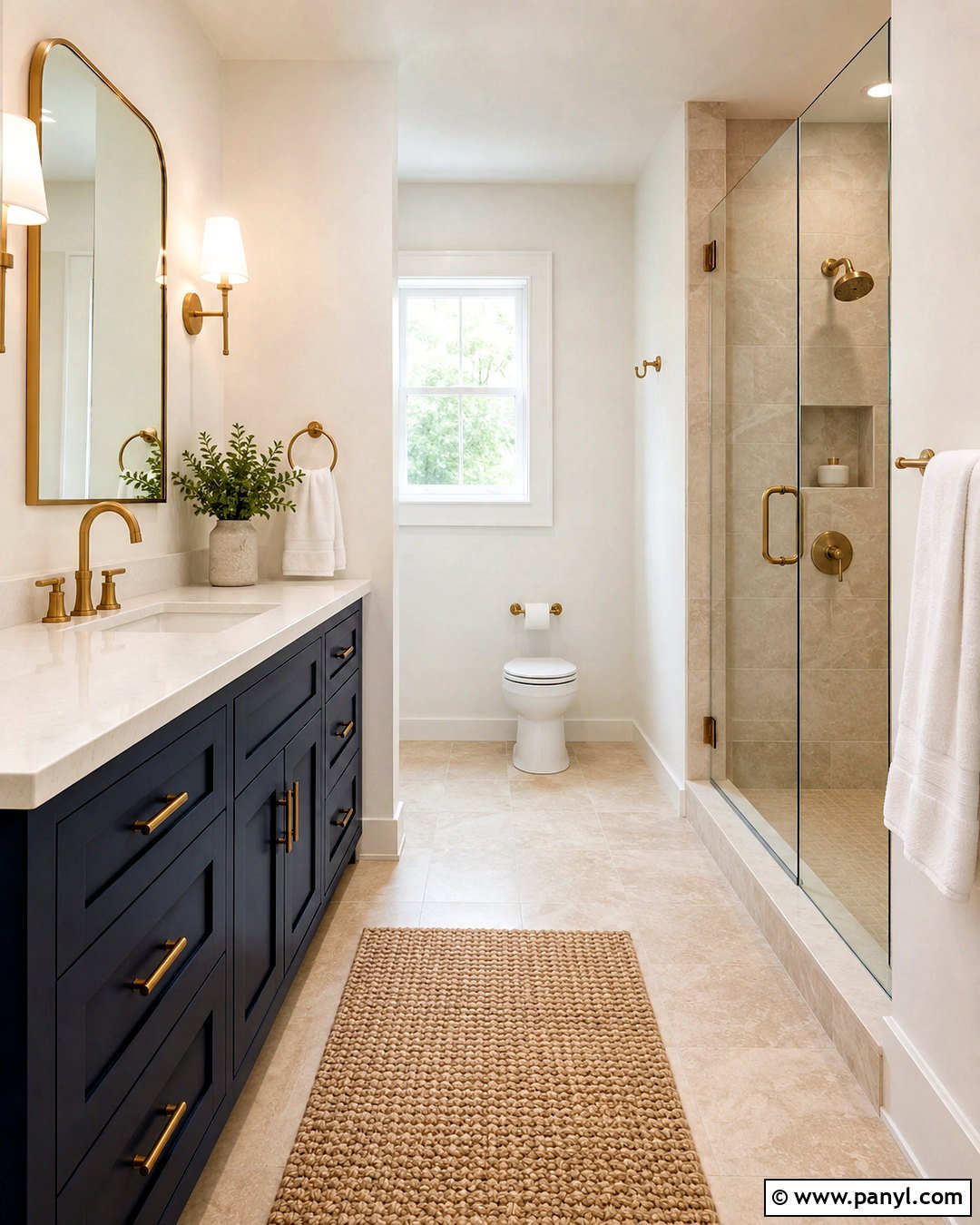 Navy Blue Vanity With Beige Bathroom Tiles - 20 What Color Goes With Beige Bathroom Tiles