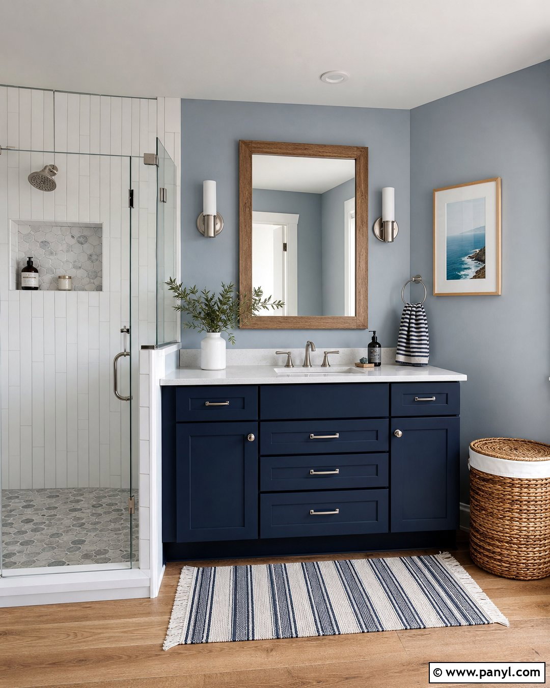 Navy Blue Vanity With Coastal Gray Walls - 20 Navy Blue Bathroom Vanity Gray Walls