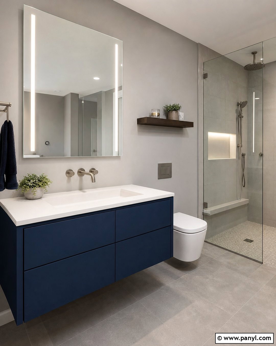 Navy Blue Vanity With Modern Gray Walls - 20 Navy Blue Bathroom Vanity Gray Walls