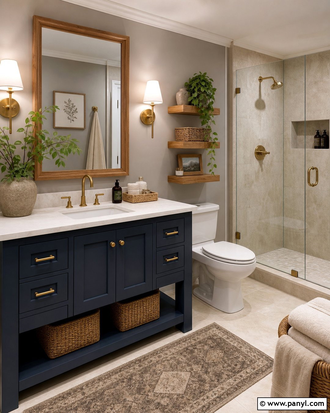 20 Navy Blue Bathroom Vanity Gray Walls: Chic Spa-Like Pairings