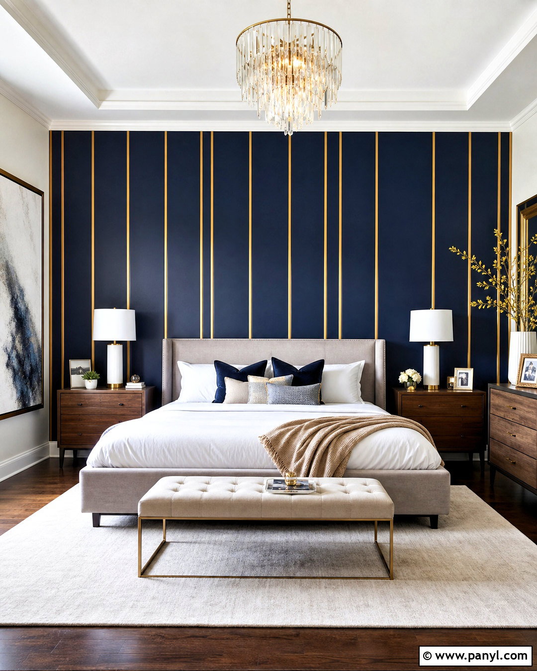 20 Golden Strip Wall Design Ideas for Glamorous Interiors