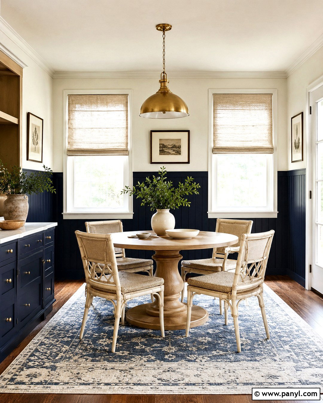Navy Blue Wainscoting With Cream Upper Walls - 20 Navy Blue And Cream Walls