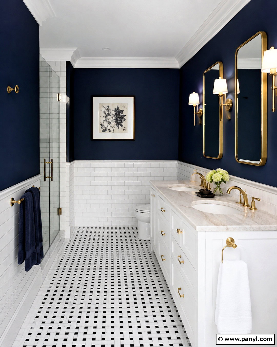 Navy Blue Wall Color - 20 Wall Color With Black And White Tile Ideas