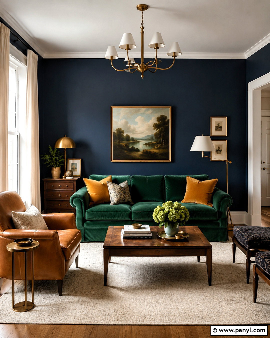 Navy Blue Wall Color With Green Sofa - 35 Wall Color For Green Sofa Ideas
