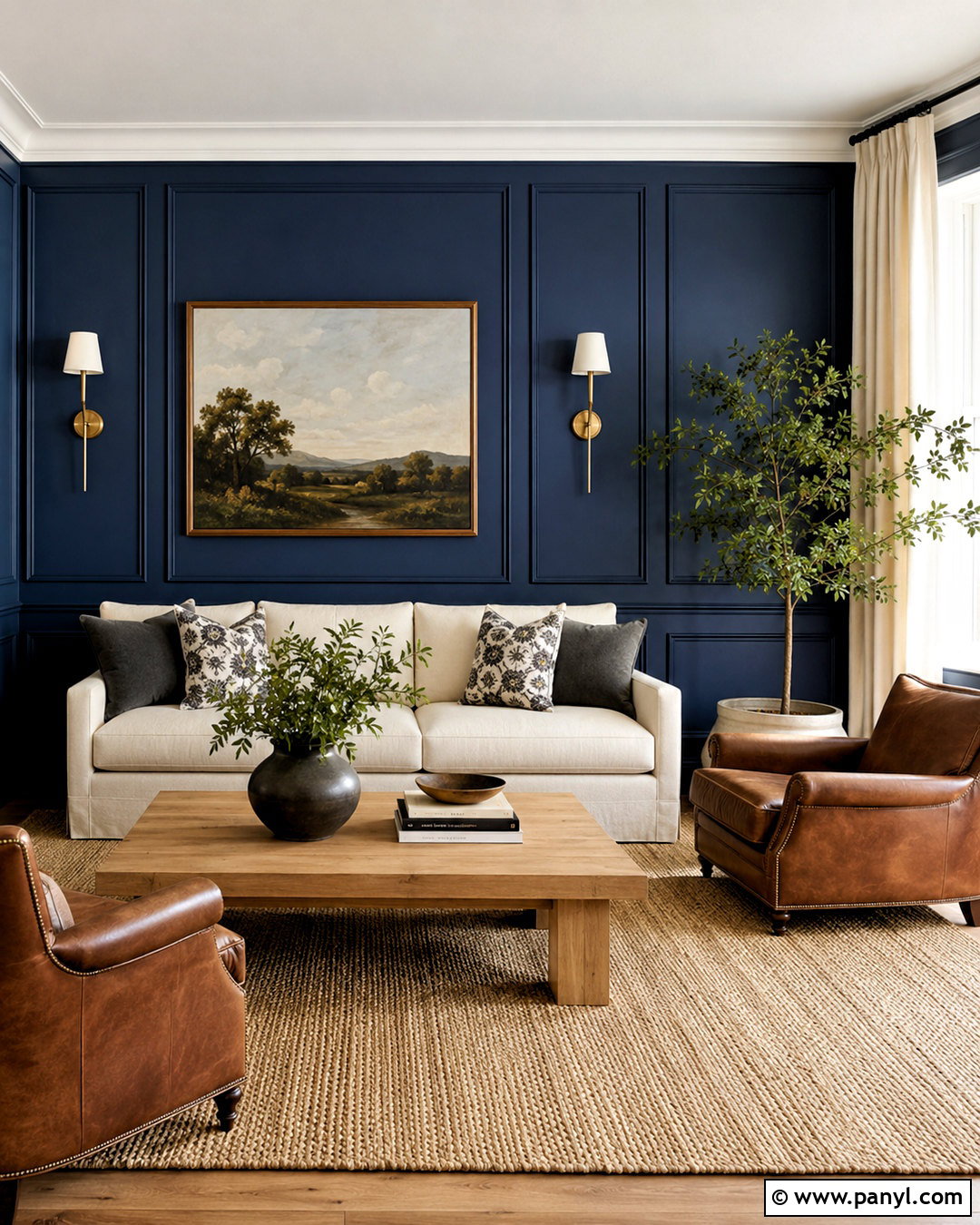 Navy Blue Wall Panelling Living Room - 20 blue wall panelling ideas