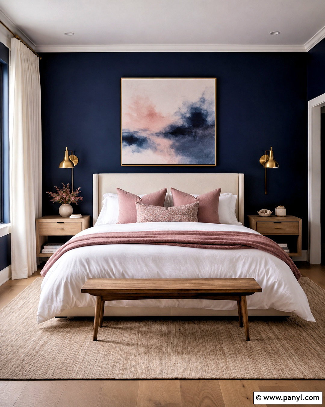 Navy Blue Wall With Blush Decor - 20 navy blue wall decor ideas