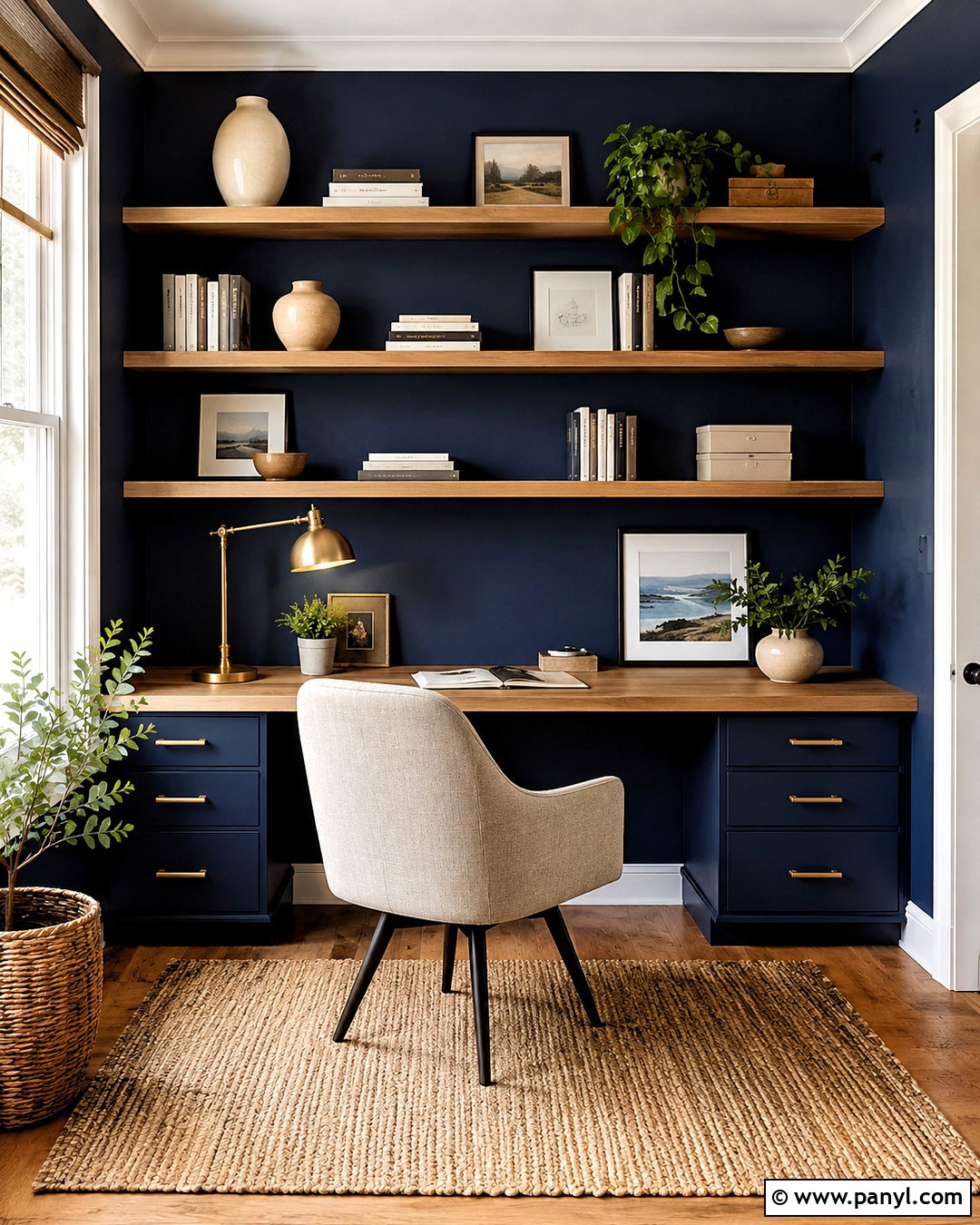 Navy Blue Wall With Floating Shelves - 20 navy blue wall decor ideas