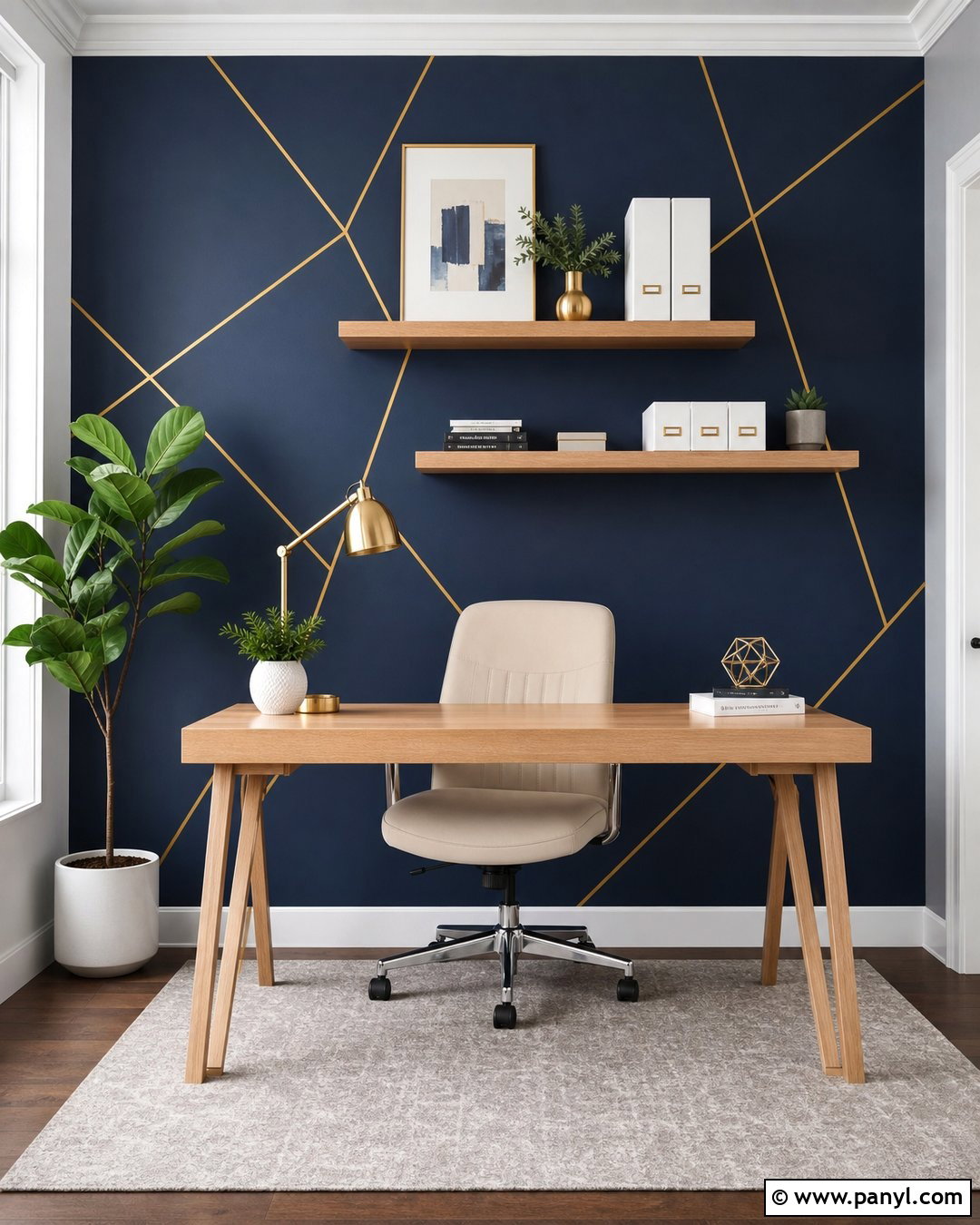 Navy Blue Wall With Gold Geometric Lines - 20 Navy Blue Wall With Gold Lines