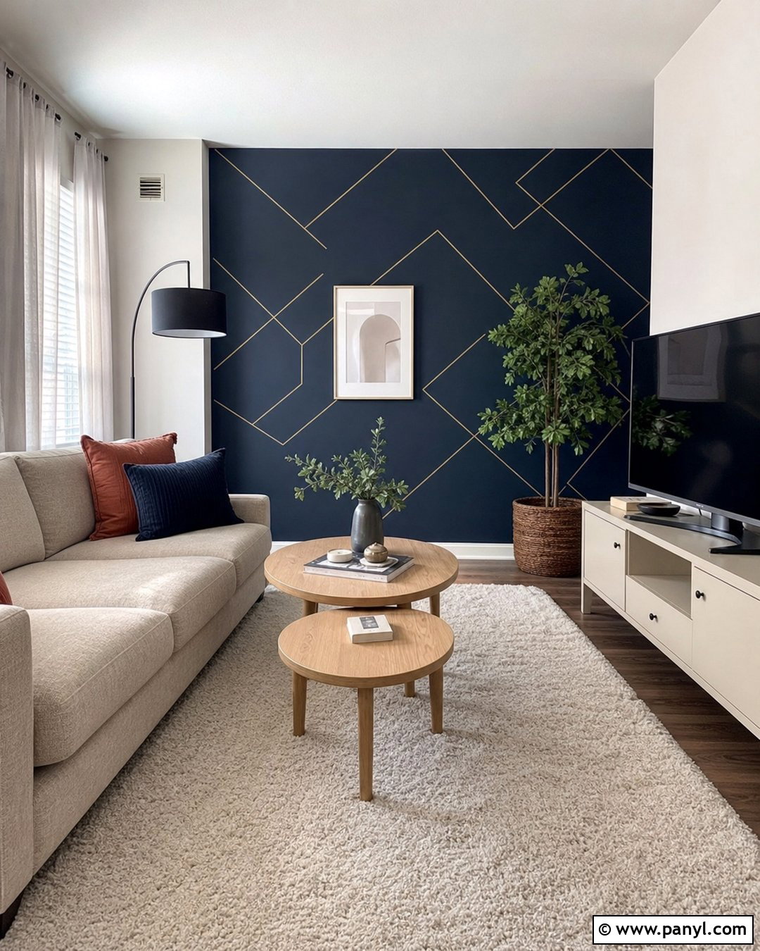 Navy Blue Wall With Gold Lines Apartment - 20 Navy Blue Wall With Gold Lines