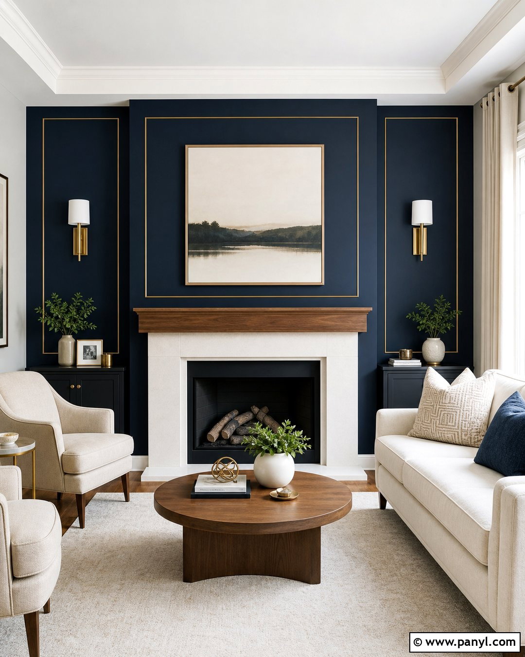 Navy Blue Wall With Gold Lines Fireplace - 20 Navy Blue Wall With Gold Lines