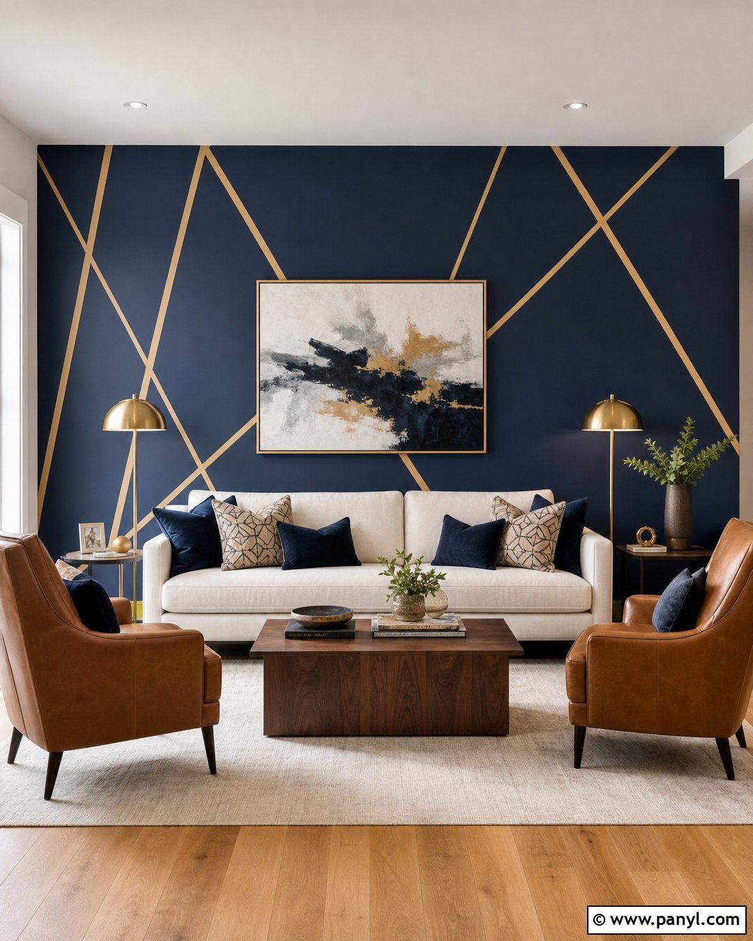 Navy Blue Wall With Gold Lines Living Room - 20 Navy Blue Wall With Gold Lines